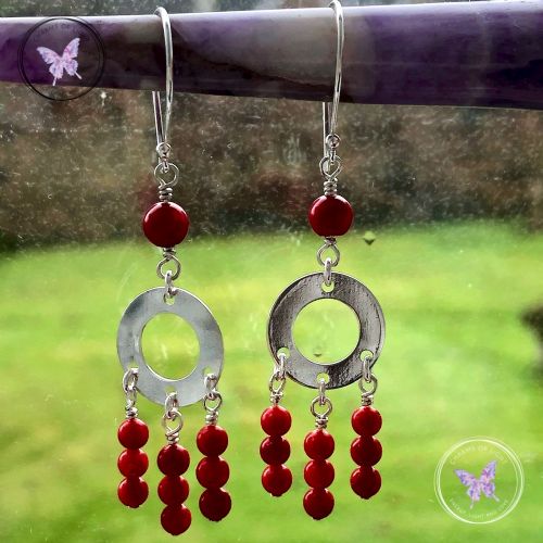 Red Coral Chandelier Earrings